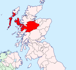 Ligging van Inverness-shire in Schotland