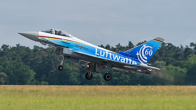 Eurofighter Typhoon EF2000 (reg. 30+68) of the German Air Force (Deutsche Luftwaffe, Taktisches Luftwaffengeschwader 74) at ILA Berlin Air Show 2016.