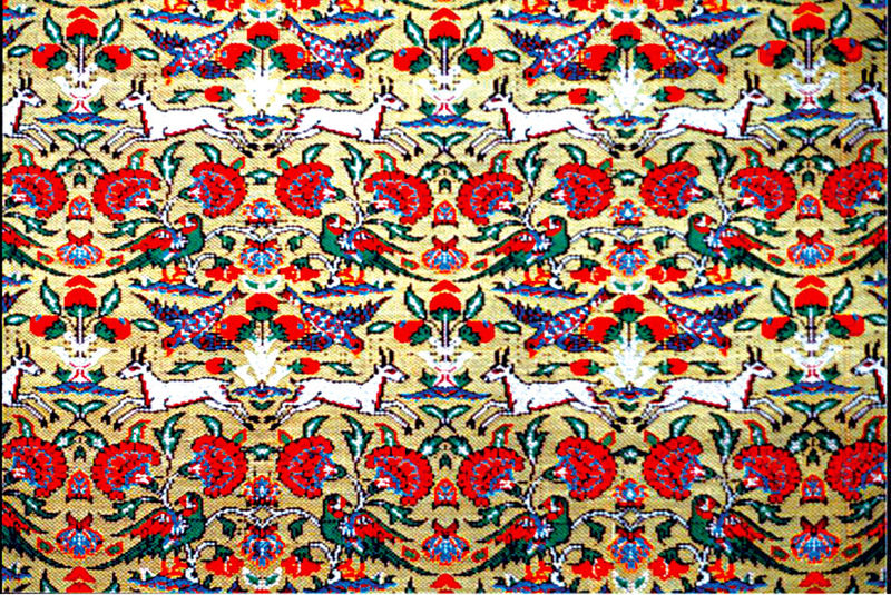 File:Persian Silk Brocade - Flower and Bird - Ornamental Relief Work - Embossed Brocade - Seyyed Hossein Mozhgani - 1973.jpg