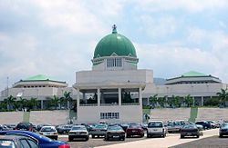 Het gebouw waarin de Senaat zetelt in de hoofdstad Abuja.