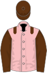 Pink, brown epaulets, sleeves and cap