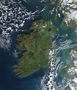 Nasa-Satellietbeeld van Ierland.