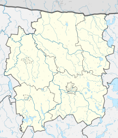 Mapa konturowa powiatu kętrzyńskiego, u góry znajduje się punkt z opisem „Skandawa”