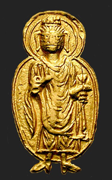 File:Buddha in the coinage of Kanishka I.jpg