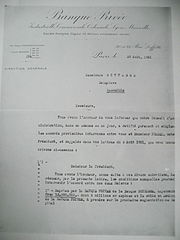 Lettre d'affaire tapée à la machine.