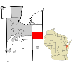 Location in Brown County and the state of Wisconsin