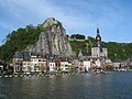 Dinant, ar Meuse, kêr, iliz Notre-Dame, hag ar gêr gloz