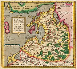 Livonia as shown in the 1573 map of Johannes Portantius