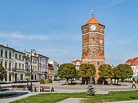 Main square and medieval town hall tower in Żnin