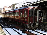 快速「湯けむり号」下り列車。鳴子温泉駅にて撮影。