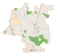 Mapa konturowa gminy Moszczenica, w centrum znajduje się punkt z opisem „Gajkowice”