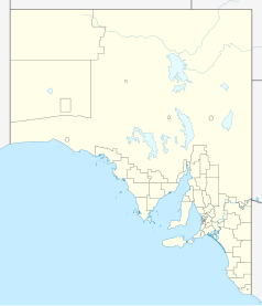 Mapa konturowa Australii Południowej, na dole po prawej znajduje się punkt z opisem „Murray Bridge”