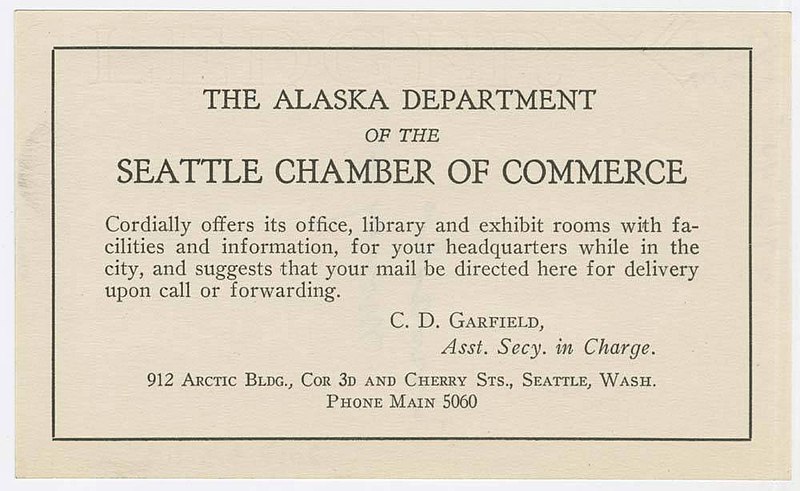 File:Alaska Department of Seattle Chamber of Commerce card, circa 1925 (MOHAI 12133).jpg