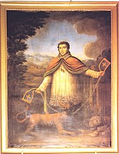 Cette peinture, datée soit début XVIIIe, soit début XIXe, représente Saint Bernard de Menthon, enchaînant le diable.