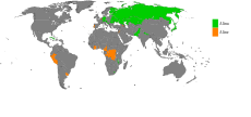 Land hvor Alina (grønt) er mye brukt