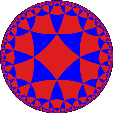 Disque pavé par des triangles et des quadrilatères qui deviennent de plus en plus petits au fur et à mesure qu'on s'approche de son pourtour circulaire