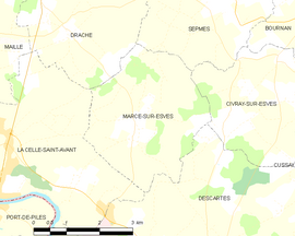 Mapa obce Marcé-sur-Esves