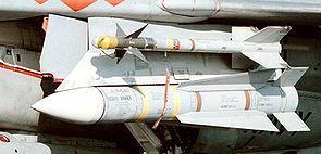 Eine Phoenix am Pylon unter der Flügelwurzel, darüber eine AIM-9L Sidewinder