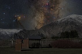 View of the Milky Way rising over a mountain ridge