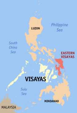 Mapa ng Pilipinas na nagpapakita ng kinaroroonan ng Rehiyon VIII Leyte