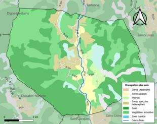 Carte en couleurs présentant l'occupation des sols.