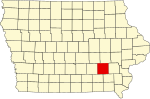 State map highlighting Keokuk County