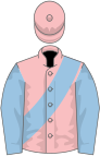 Pink, light blue sash and sleeves