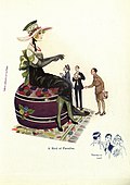 Artwork 'A bird of paradise' from an illustrated book of humorous World War I artwork by Esther Paterson