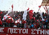 Nea Salamina Famagusta FC fans at Ammochostos Stadium in a game against Alki Larnaca F.C. in season 2011–12.