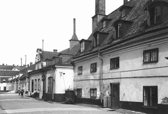 Östra längan, från innergården mot norr omkring 1900.