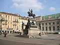 A Piazza Carlo Alberto, em Turim.