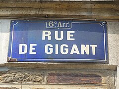 Panneau de la rue Gigant