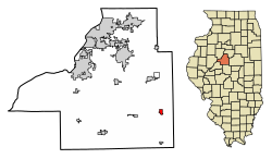 Location of Minier in Tazewell County, Illinois.