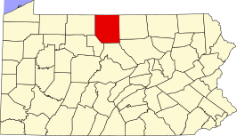 Locatie van Potter County in Pennsylvania