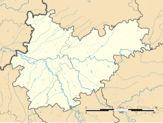 Mapa konturowa Tarn i Garonny, po lewej znajduje się punkt z opisem „Goudourville”