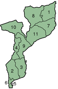 Map of Mozambique with the province highlighted