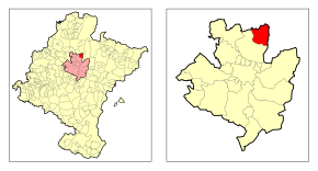 Localização do município de Oláibar em Navarra e na Cuenca de Pamplona