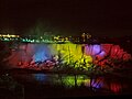 Niagara Falls with multi-coloured lighting