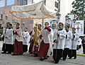 Processie met de geconsacreerde hostie, eucharistisch congres in Charlotte, 2005