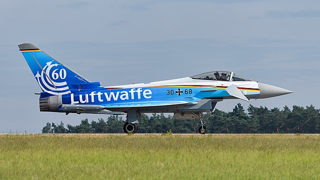 Eurofighter Typhoon EF2000 (reg. 30+68) of the German Air Force (Deutsche Luftwaffe, Taktisches Luftwaffengeschwader 74) at ILA Berlin Air Show 2016.