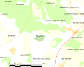 Mapa obce Touligny