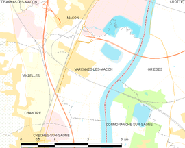 Mapa obce Varennes-lès-Mâcon