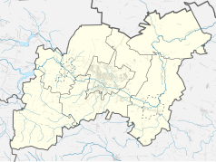 Mapa konturowa powiatu ostrowieckiego, blisko centrum po prawej na dole znajduje się punkt z opisem „Podkościele”