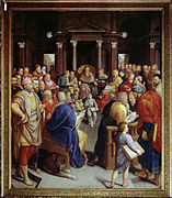 Cristo entre los doctores, 1571. Tabla central del tríptico de Viglius van Aytta, por Frans Pourbus el Viejo.