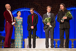 Mark Levengood, Seita Vuorela, Jani Ikonen, Øyvind Torseter ja Håkon Øvreås vuonna 2014.