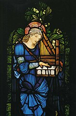 Janela de Santa Cecília projetada por Burne-Jones e executada por Morris & Co. na Segunda Igreja Presbiteriana (Chicago, Illinois)