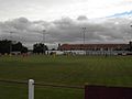 Changing rooms with dugouts school pitchside terrace.