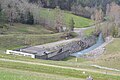 Le Trière sortant du lac de Montbel.