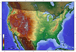 Topography of the 48 states of the U.S. mainland