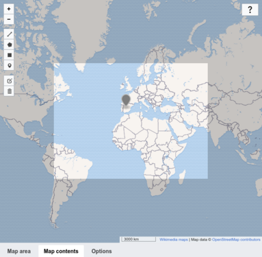 VisualEditor map editing modal showing map with one marker